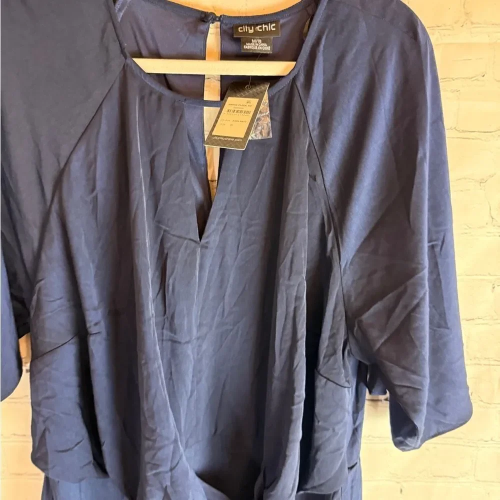 City Chic Sleek Tie Dress BLUE Size 18